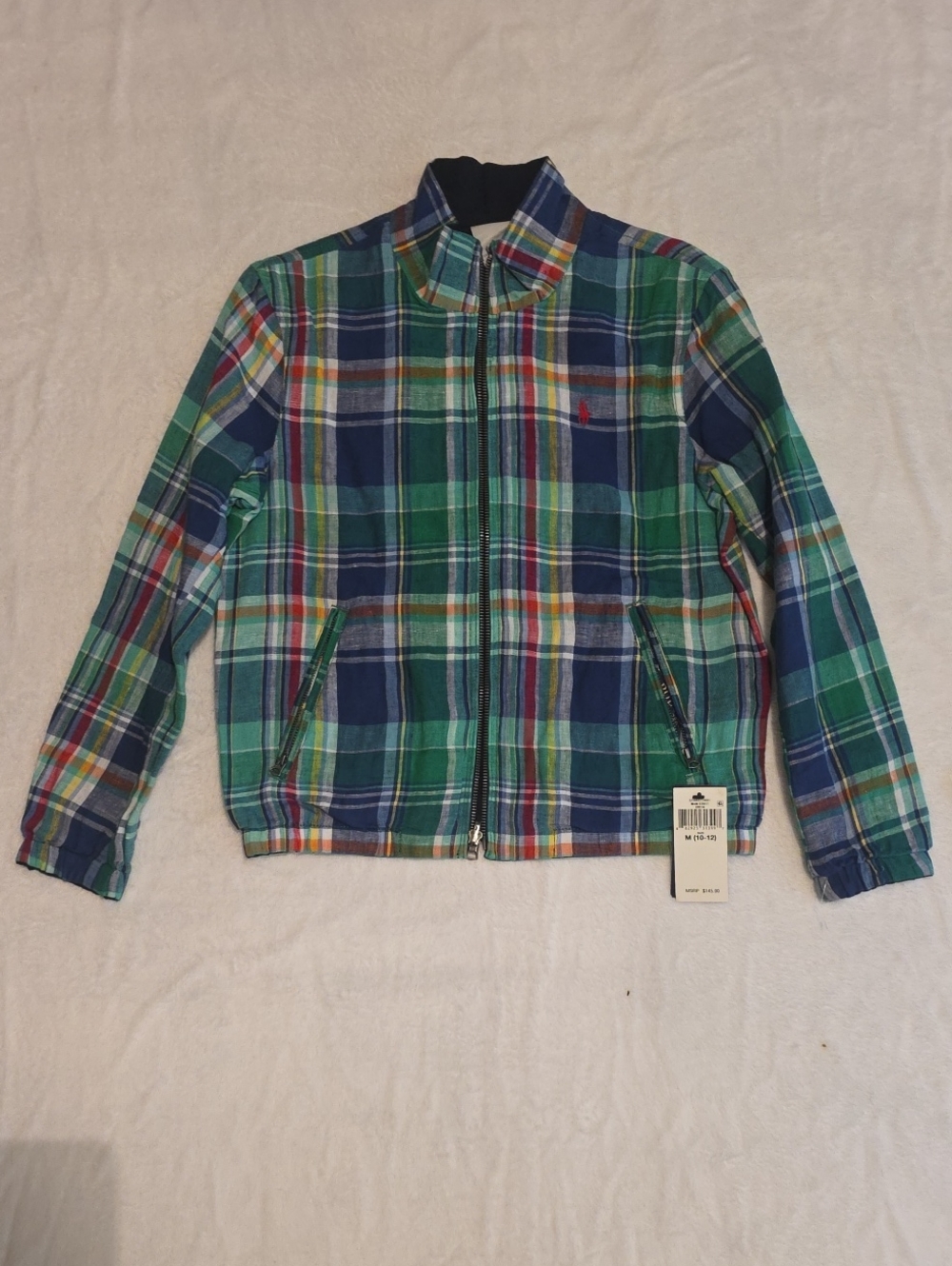 Ralph Lauren Green & Blue Plaid Zip Jacket